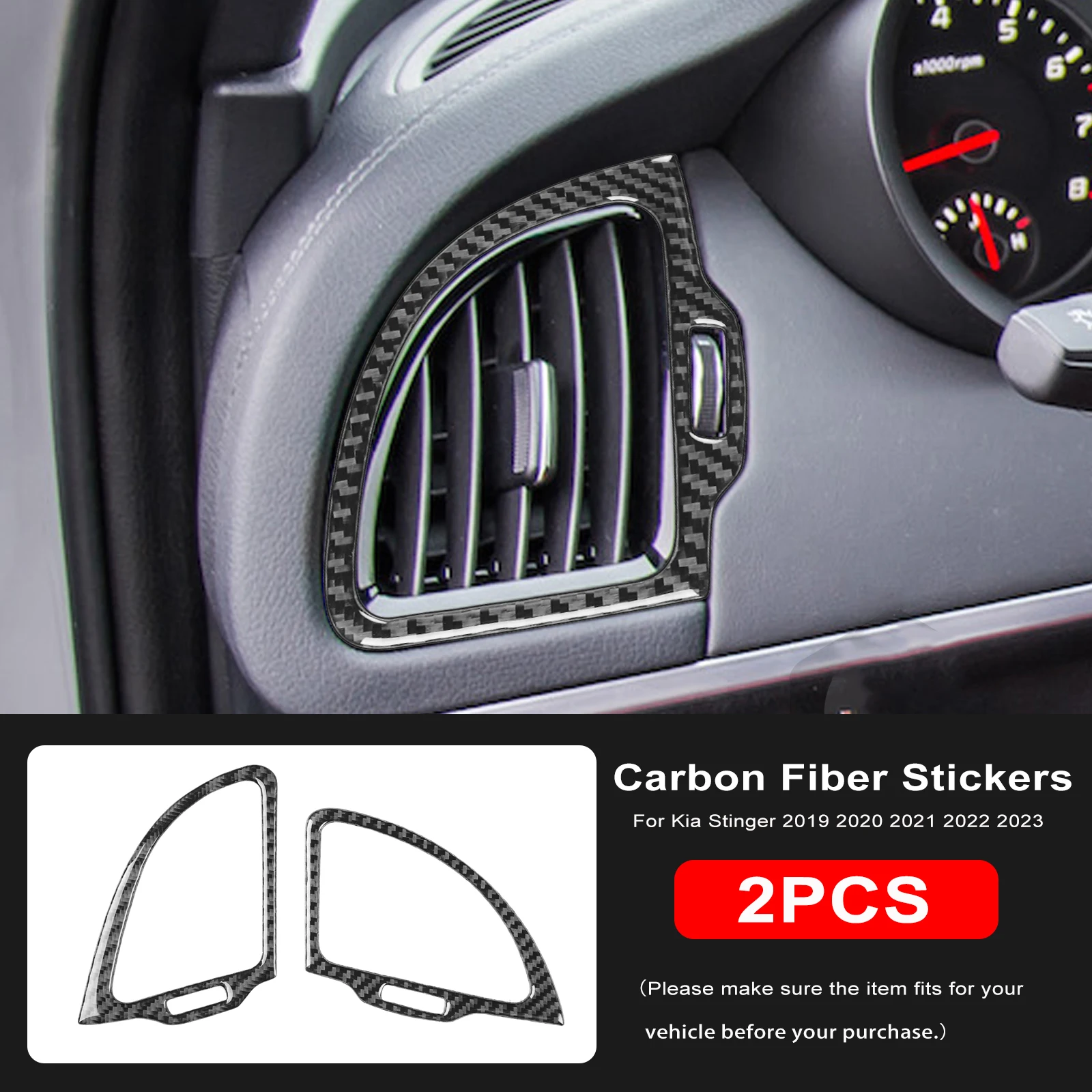 For Kia Stinger 2019 2020 2021 2022 2023 Real Soft Carbon Fiber Sticker LHD RHD Car Instrument AC Outlet Vent Trim Accessories