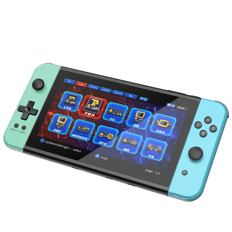 وحدة تحكم ألعاب محمولة X70 عالية الوضوح مقاس 7 بوصات، عصا تحكم FC Arcade GBA مزدوجة المعركة PSP محمولة باليد