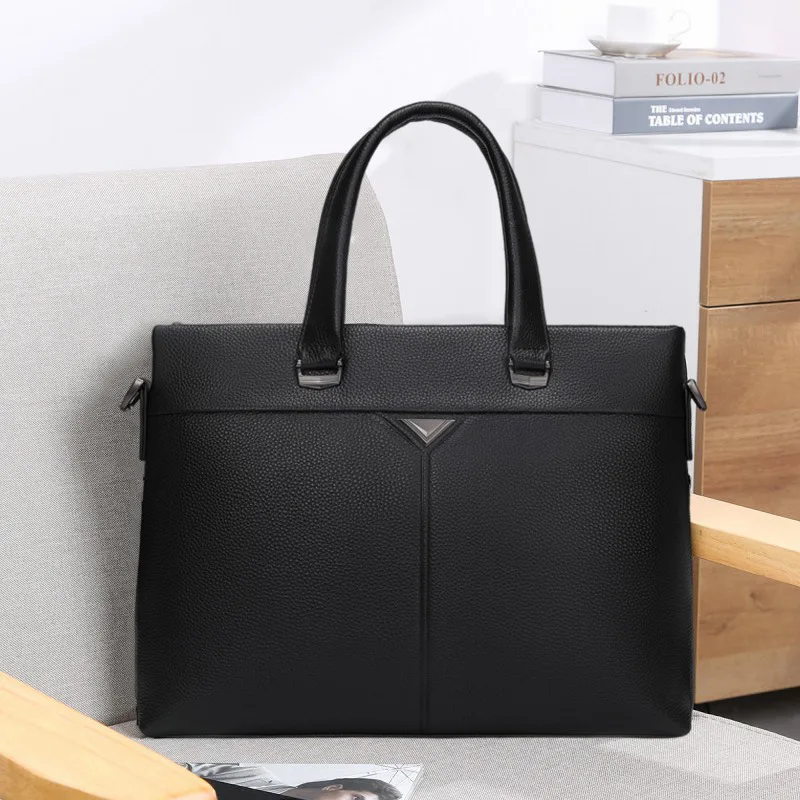 حقيبة ساعي أصلية للرجال حقيبة جلدية ماركة فاخرة طبقة علوية من جلد البقر حقيبة يد رجال الأعمال مقاوم للماء سعة كبيرة