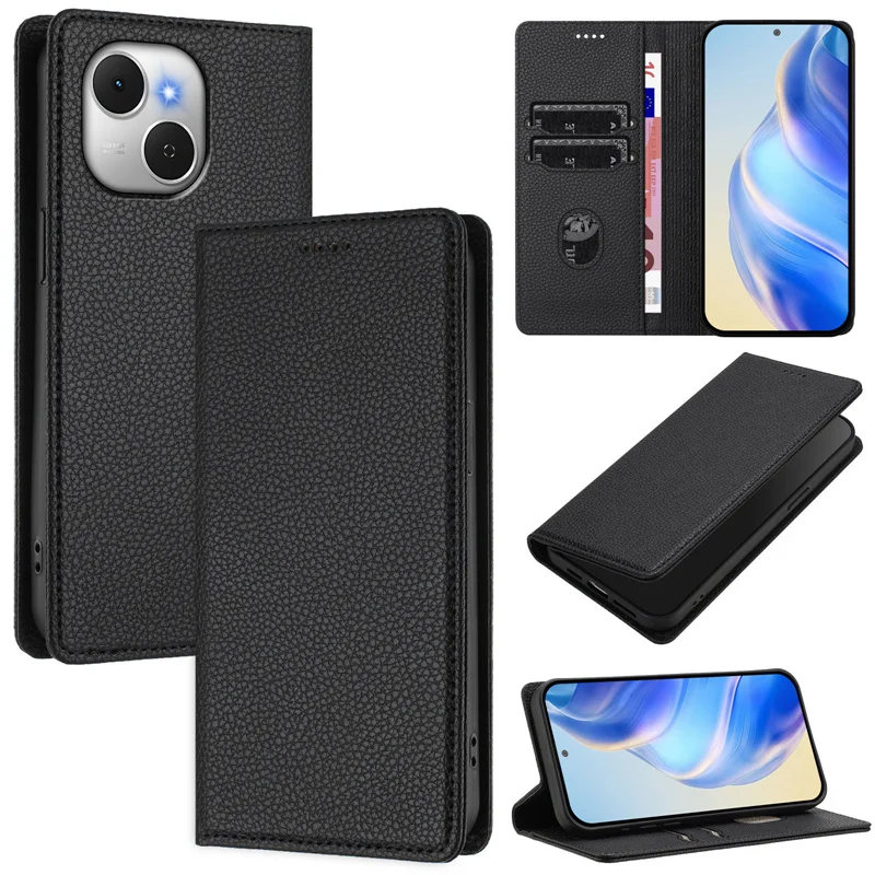 

Чехол Tecno Spark 40C 2025, магнитный кожаный флип-чехол-бумажник для Tecno Spark 40C Spark40C, противоударный магнитный кожаный флип-чехол