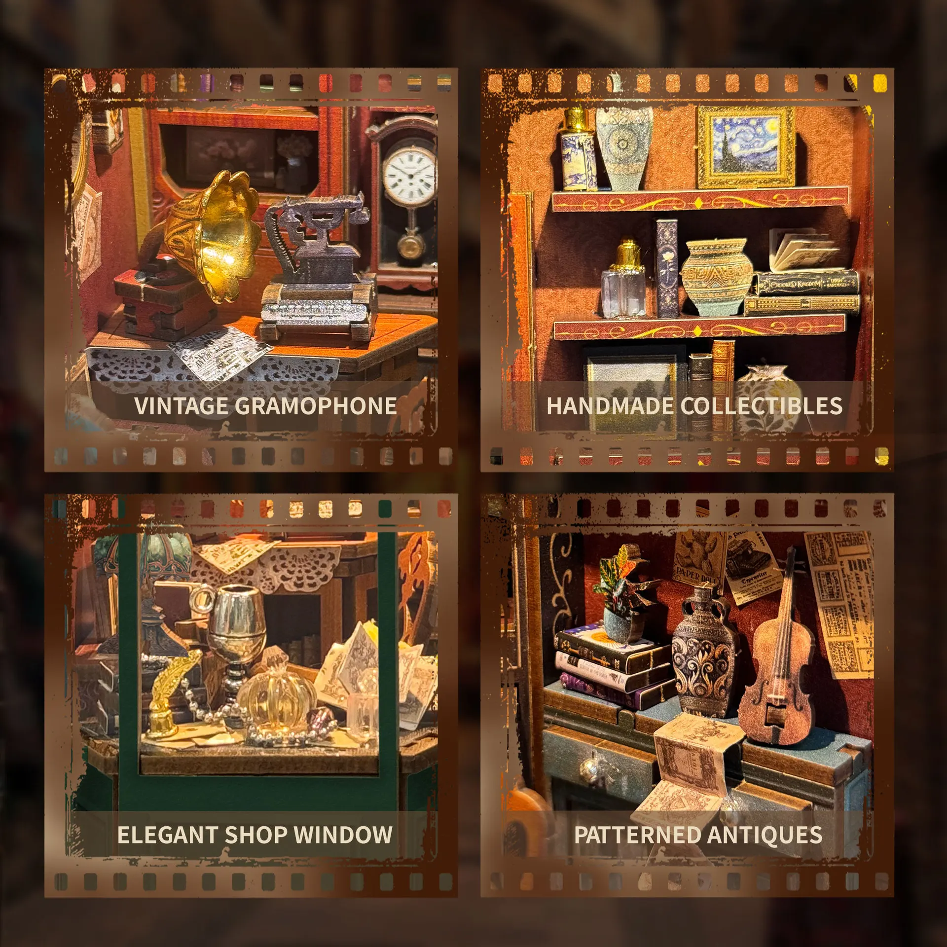 OUZEY Vintage Memories DIY منزل مصغر، مجموعة نماذج صندوق غرفة الحنين مع الأشياء القديمة، هدية حرفية للبالغين #3