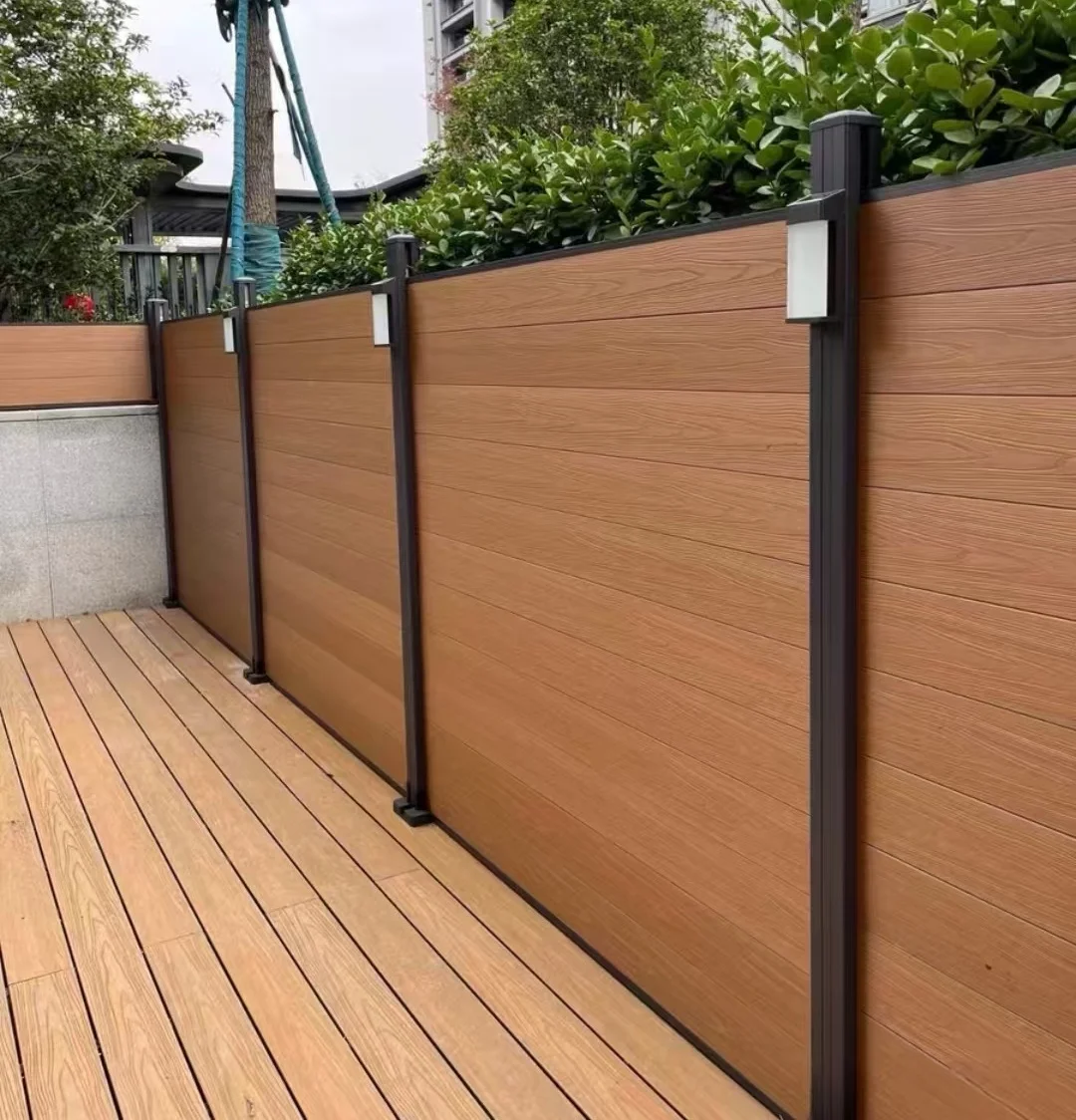 Modern WPC Garden Fence Wood Plastic Composite Privacy Fencing Waterproof Anti Rot Durable Panels For Backyard Patio Residential