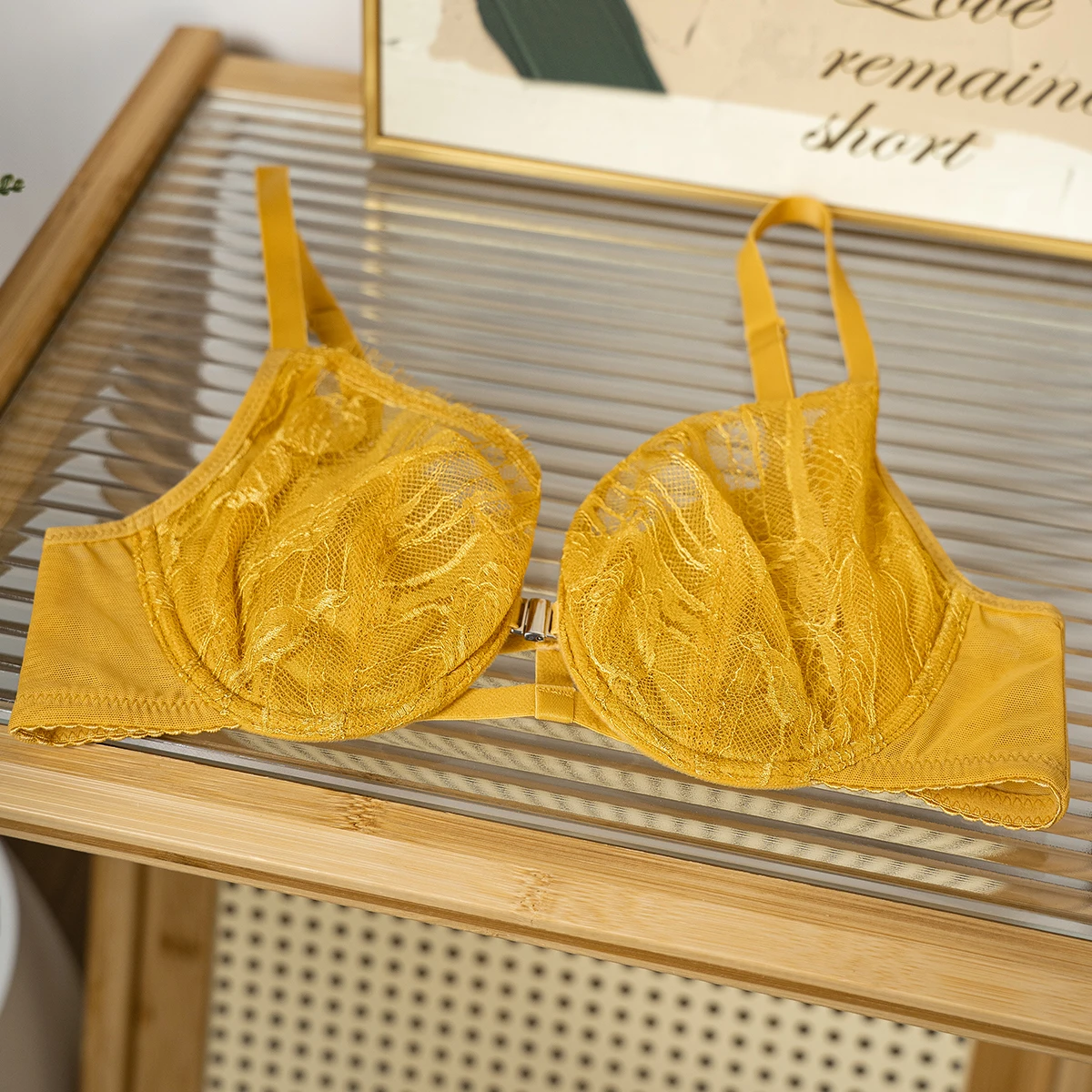 Front Closure Push Up Wireless Lace Bra