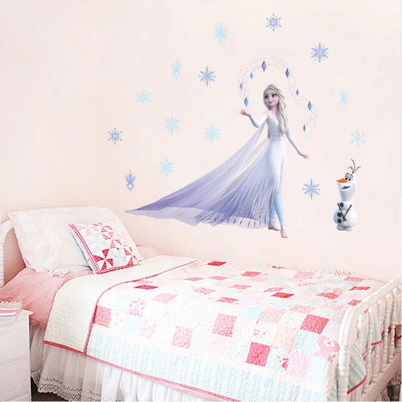 Cartoon Frozen2 Wall Stickers For Kids Room Bedroom Wall Decoration stickers Princess Anna Movie Posters