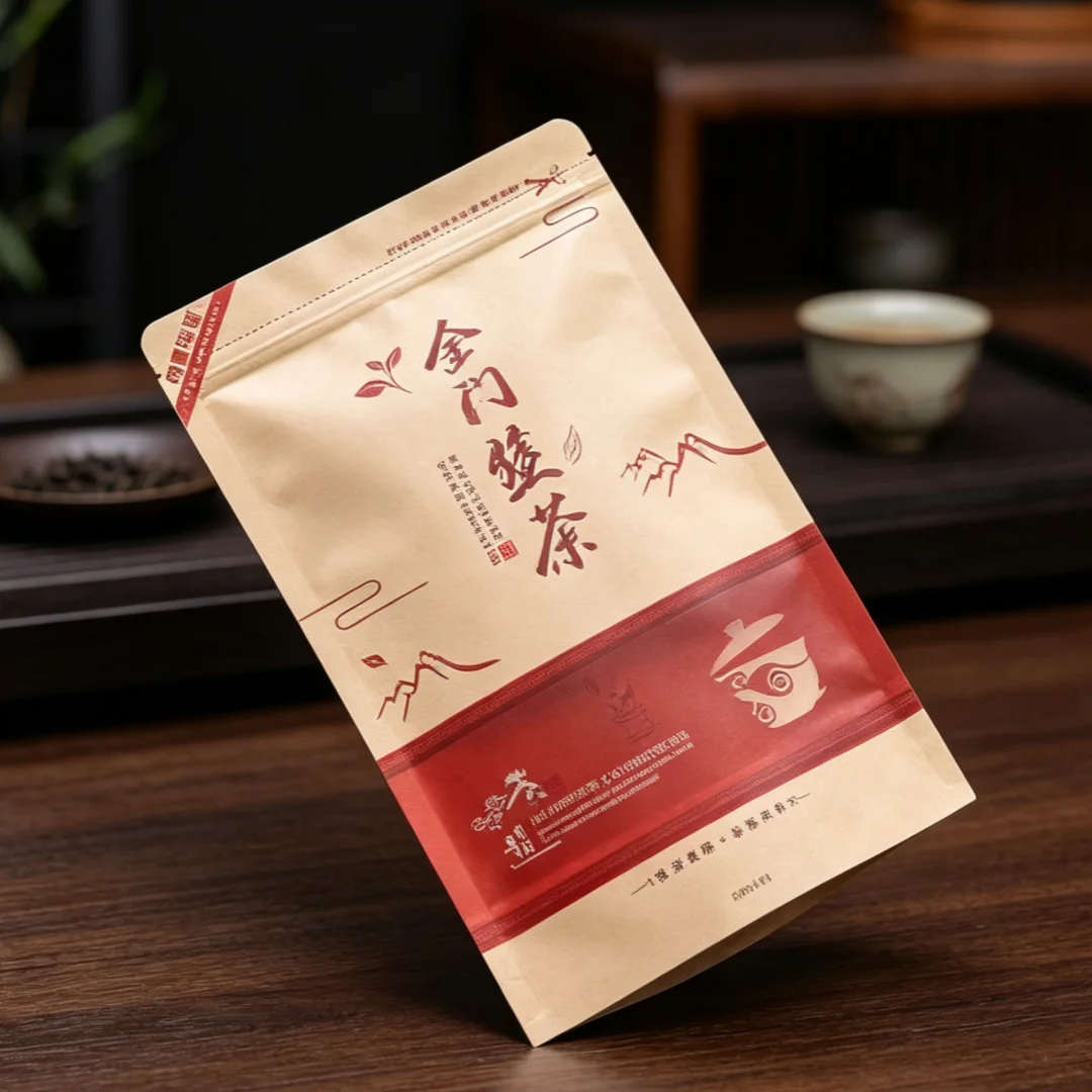 Chinese Classical Tea Bag Jin Junmei Tea Zipper Bags Da Hung Pao Blacktea Bag Lapsang Souchong Kraft Paper Sealing Packing Bag