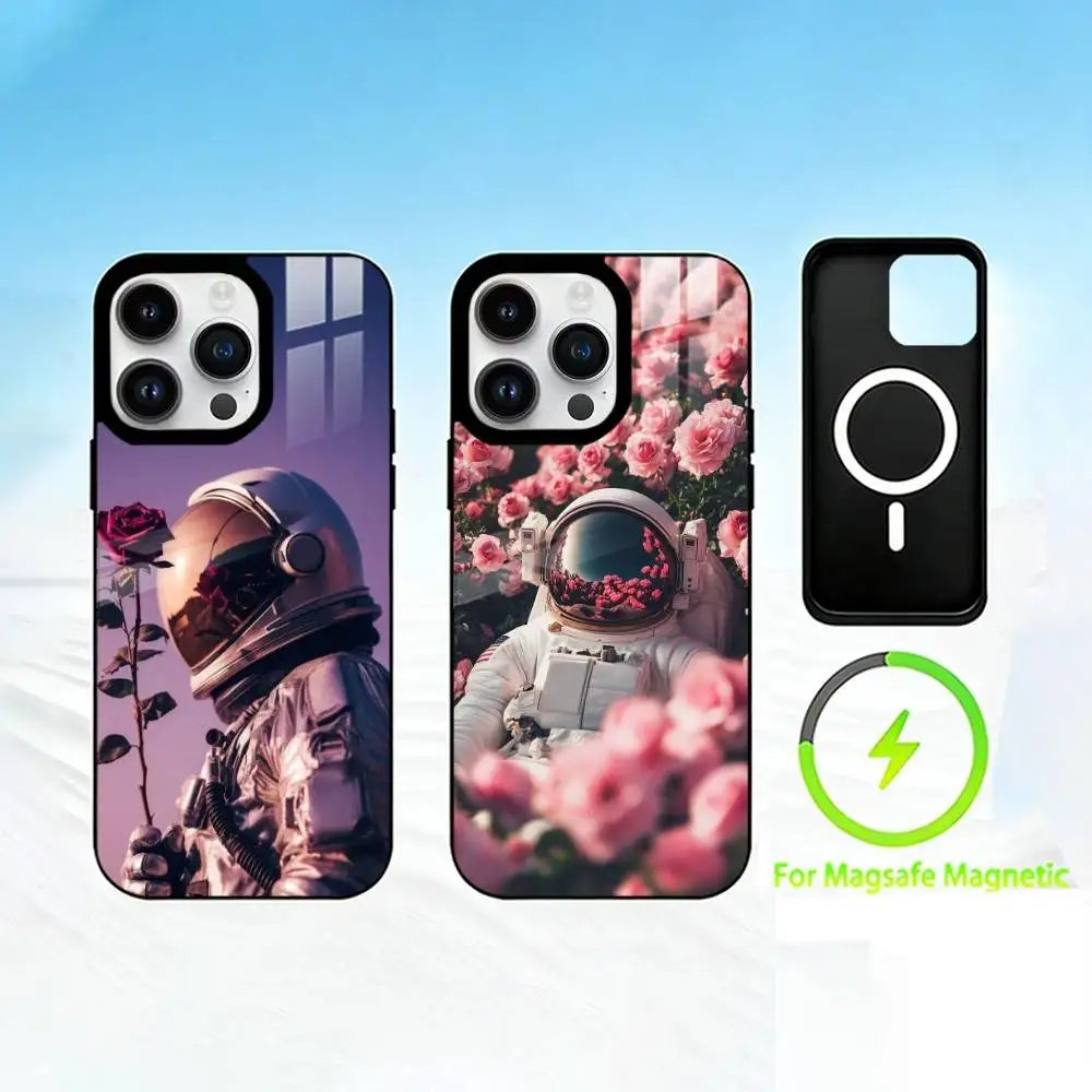 

A-Abstract astronaut Phone Case For iPhone 17 16 15 14 13 12 Pro Max Plus for Mirror Wireless Magnetic Cover