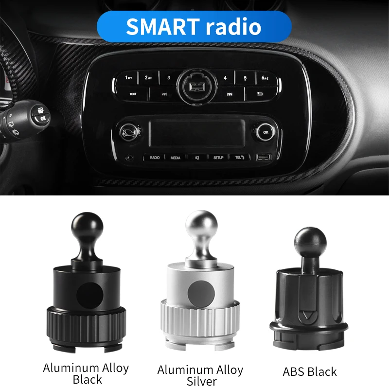 Universal 17mm Ball Head Car Phone Holder Base Air Outlet Clip GPS Navigation Bracket Accessories for Smart 453 Fortwo Forfour