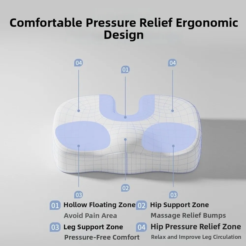Slow Rebound Memory Foam Seat Cushion Pressure Relief Non Slip Ergonomic Seat Cushion Orthopedic Support ‌No Collapse