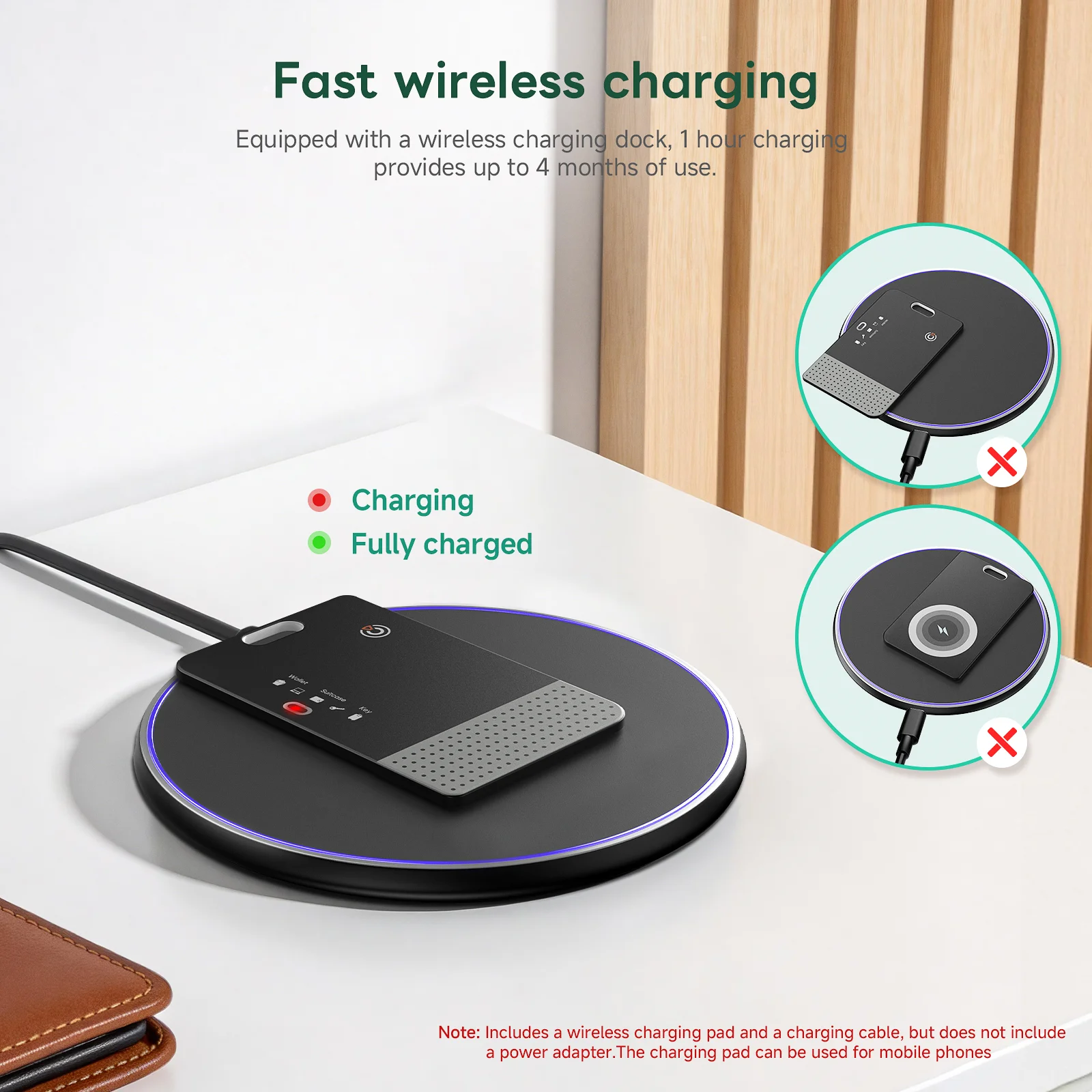 2-Pack 2.0mm Wallet Tracker for Apple Find My & Google Find Hub Global Tracking Anti-Lost Smart Tag Come With Wireless Charger
