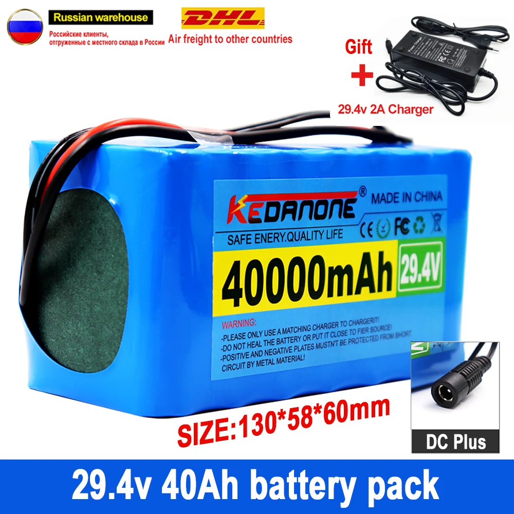 

7S3P 24v 100000mah 18650 Li-ion Battery Pack W/ 29.4v 2A Charger Lithium Battery for Electric Bicycle EBIKE Moped Spare Batterie