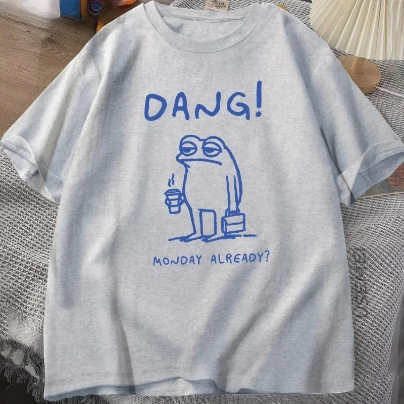 

Female I Love Frog Tee Funny Frog Printed Tshirt Sleeve Clothes Dang Monday Already T Shirt Women Funny Cottagecore