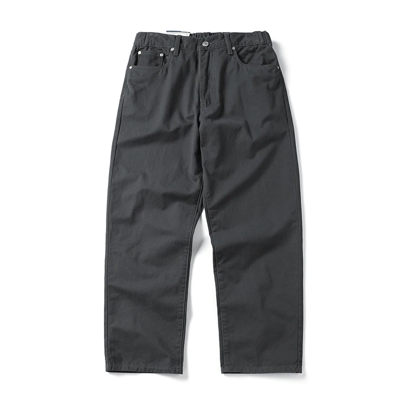 

American Vintage Youth Heavyweight Washed Straight-Leg Cargo Pants - Men's Versatile Streetwear 100% Cotton Casual Trousers