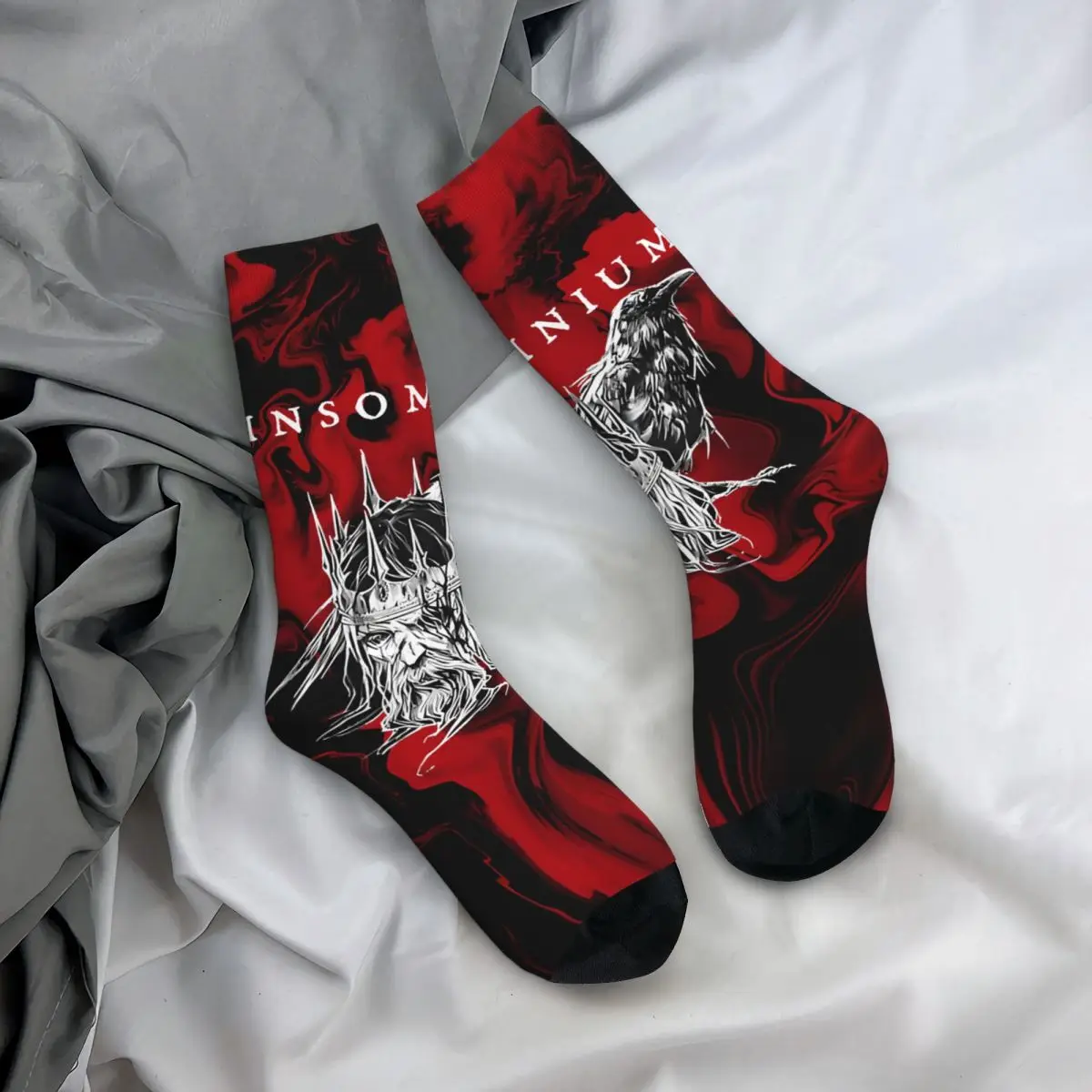 Retro King Head Men's compression Socks Unisex Insomnium Street Style Seamless Printed Novelty Crew Sock