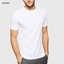 DUKEEN 200G Pure Cotton T Shirts for Men 2024 Summer Fashion Solid Color Crew-Neck Short Sleeve Tees Basic Tops Men's Clothing