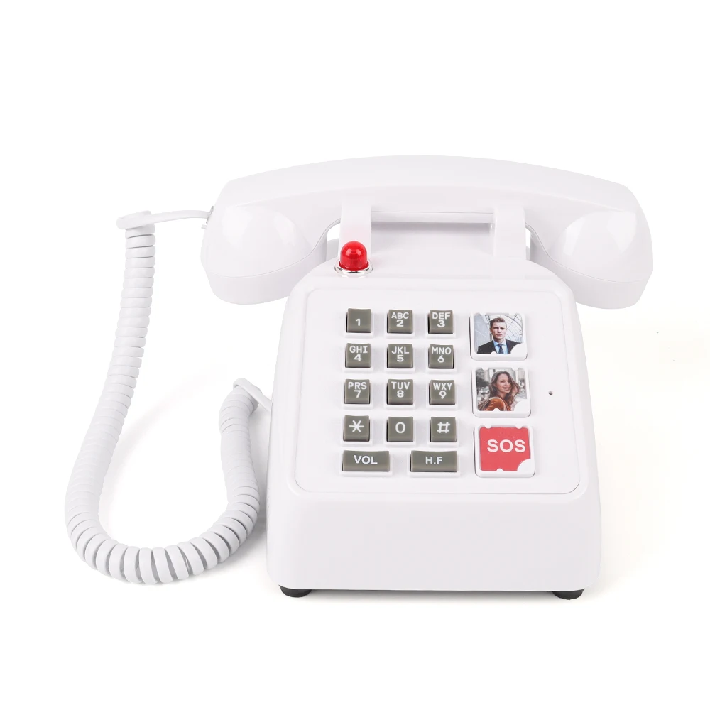 SOS remote control one-touch dialing fixed telephone for the elderly to dial 5 groups of family numbers in turn with one button