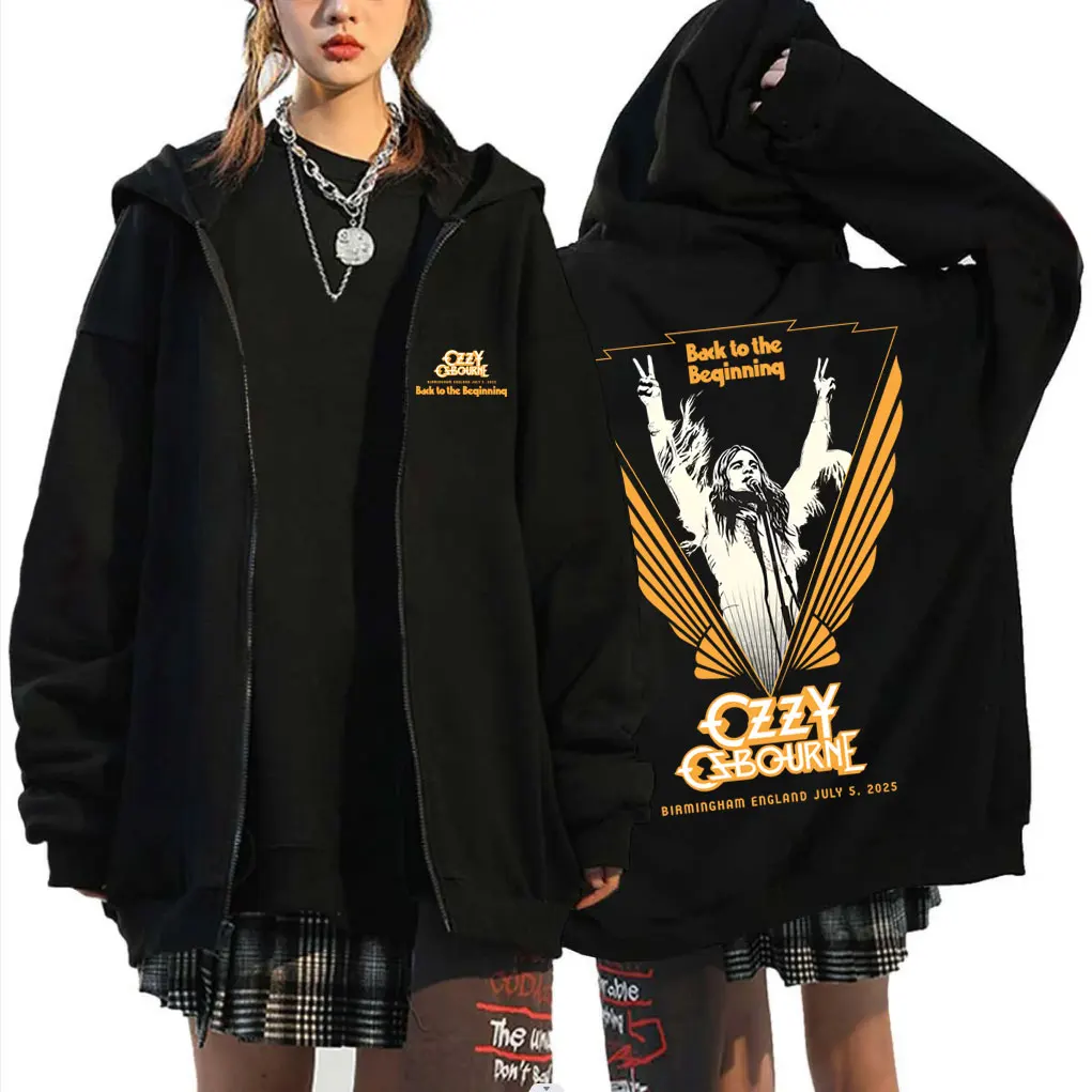 

Black Sabbath Band Ozzy Osbourne Back To The Beginning Zipper Hoodie Men Women Heavy Metal Rock Zip Up Hoodies Male Casual Coat