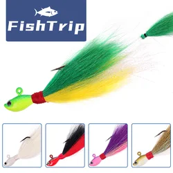 FishTrip 3pcs Bucktail Jig Head Sea Fishing Hook Hair Jig 7-56g Sea Multicolor Trout Bass Fishing Lure Accessories Saltwater