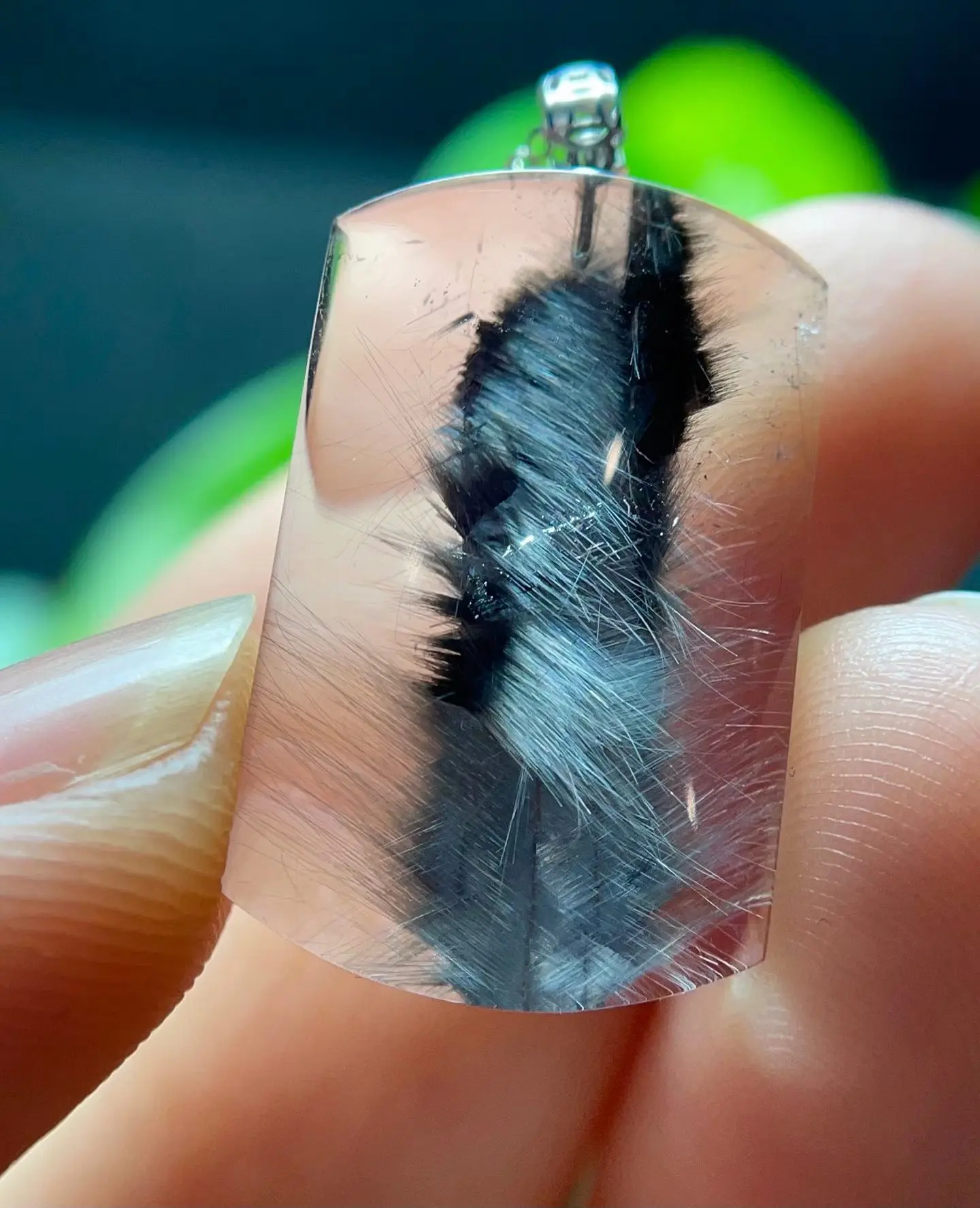 Natural Silver Brookite Platinum Rutilated Pendant 24.2*15.4*6.4mm Women Men Bead Jewelry Fashion AAAAAA