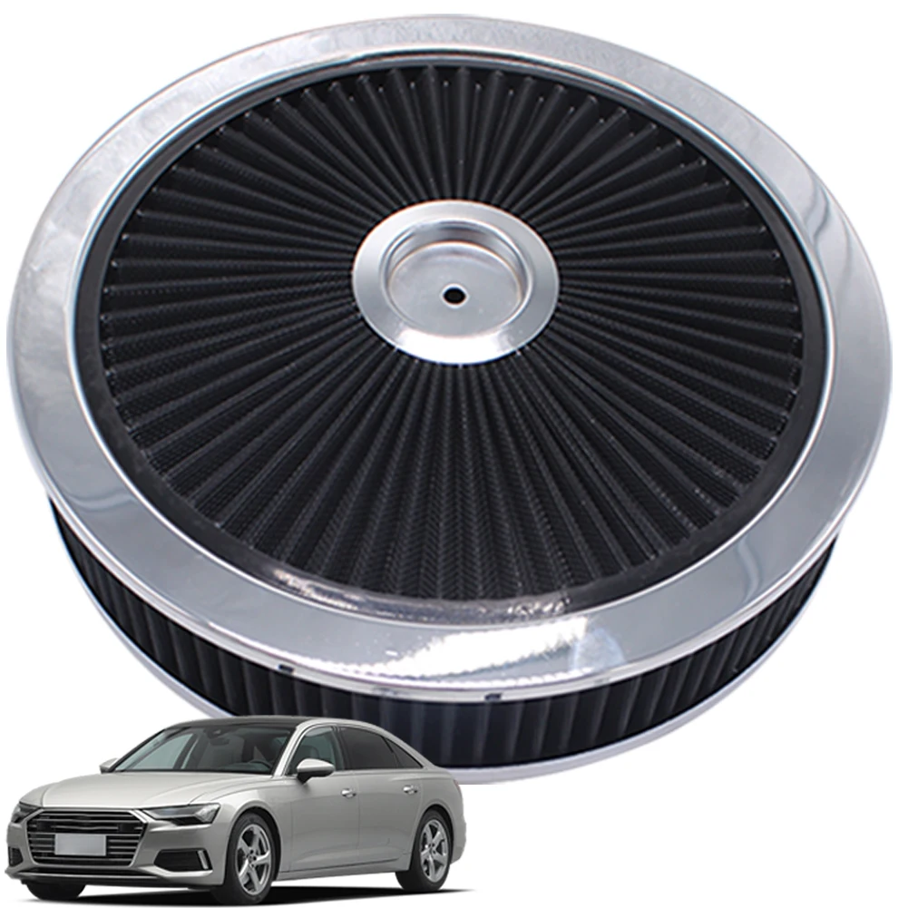 14x3 Inch Washable Round Super Flow Air Cleaner with Raised Top High Flow Replacement Air Cleaner for Chevy for Ford