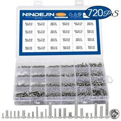 720pcs/set Cross Recessed Round Pan Head Laptop Screws Set M1.4 M1.7 M2 M2.5 M3 Carbon Steel Machine Screw Assortment Kit