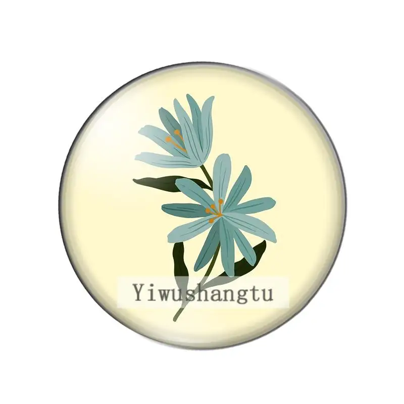 Beautiful green plants cartoon flower 12mm/20mm/25mm/30mm Round photo glass cabochon demo flat back Making findings