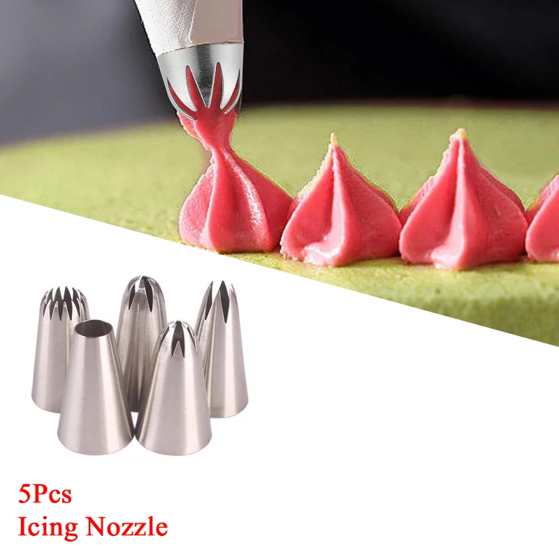 5Pcs Stainless Steel Piping Nozzle Cream Cake Cupcake Drop Flower Rose Pastry Nozzles Baking Tools #1M 6B 195 1A 853