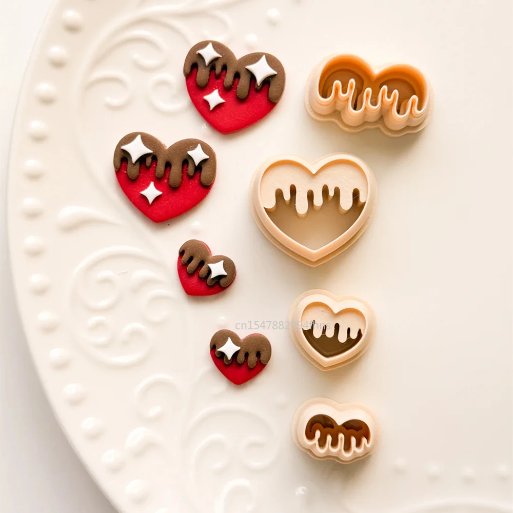 Heart Donuts Jam Cookies Polymer Clay Cutters Chocolate Classic Heart Dangle Pottery Clay Earrings Jewelry Ceramics Cutting Mold