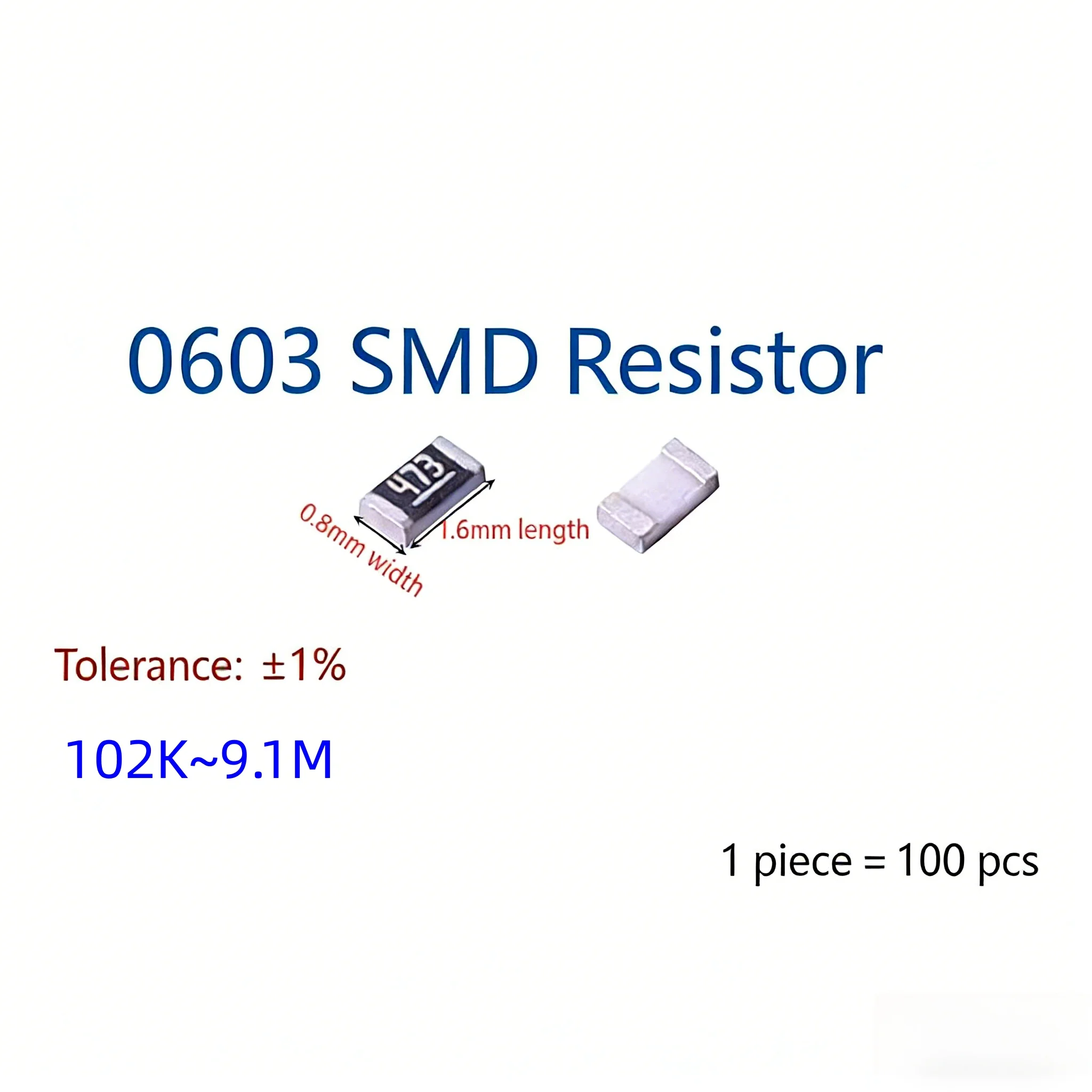 100pcs/Lot 0603 1% Resistor 113K 127K 147K 169K 187K 226K 255K 294K 316K 340K 392K 442K 523K 590K 715K 806K 887K 20M ohm 0.1W