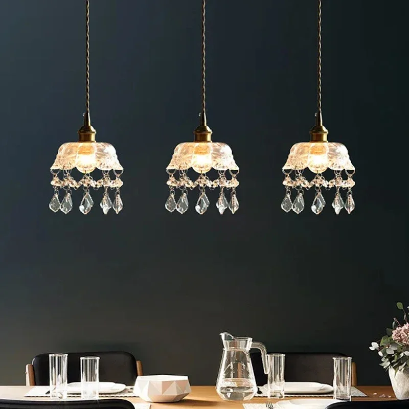 

Crystal Decor Pendant Lamp Ceiling Nordic Kitchen Hanging Lights Bar Restaurant Chandelier Bedroom Indoor Glass Lighting Fixture