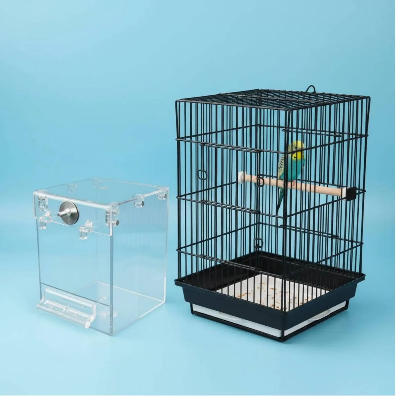 Transparent Bird Bathing Container Easy to Clean Parakeet Bath Tub Azure Bird Bathing Box Safe Plastic Pet Accessory Non