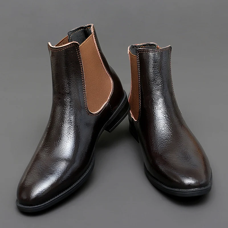 

Chelsea Boots Men Autumn Winter Mid Cut Comfortable Gentlemen's Simple Fashionable Warm Short Boots
