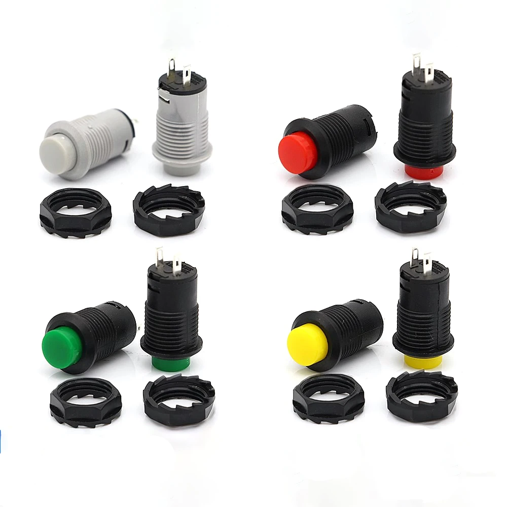 2PCS PBS power switch self-locking self-compound thread with lamp buckle square round button multi-color button reset switch