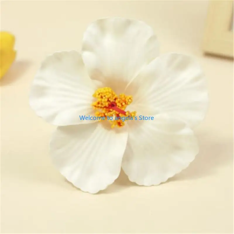 X4YC مشبك شعر الكركديه دبوس شعر واقعي على شكل زهرة للنساء والفتيات وحفلات الشاطئ الصيفية #4