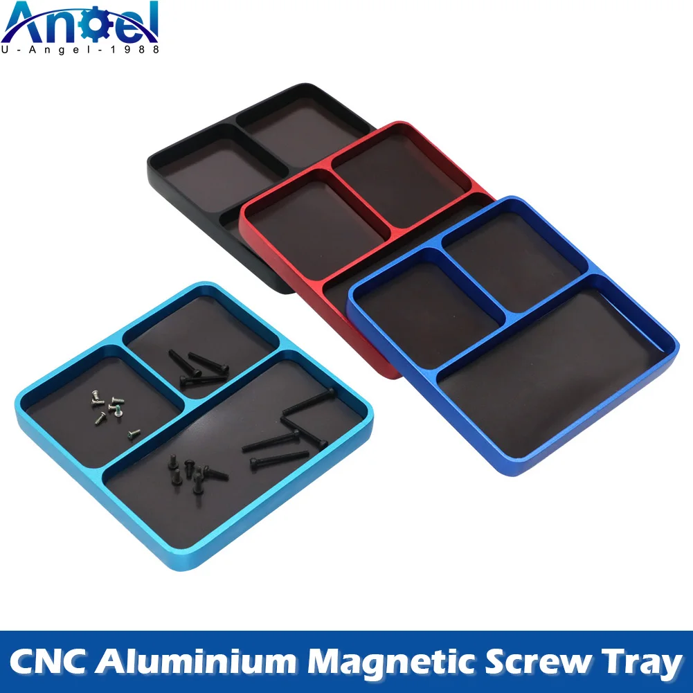 

Uangel 98*98*11mm CNC Aluminium Magnetic Screw Tray Nut Gasket Storage Tool for RC Car Boat Airplane Model