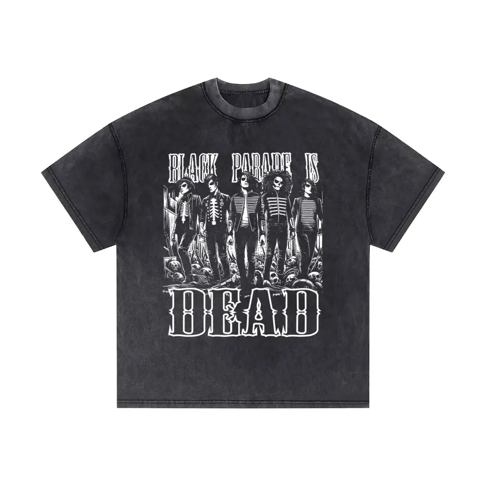 Washed Vintage My Chemical Romance Long Live The Black Parade T-shirt Men Women Punk Emo Rock T Shirt Male Casual Cotton Tshirt