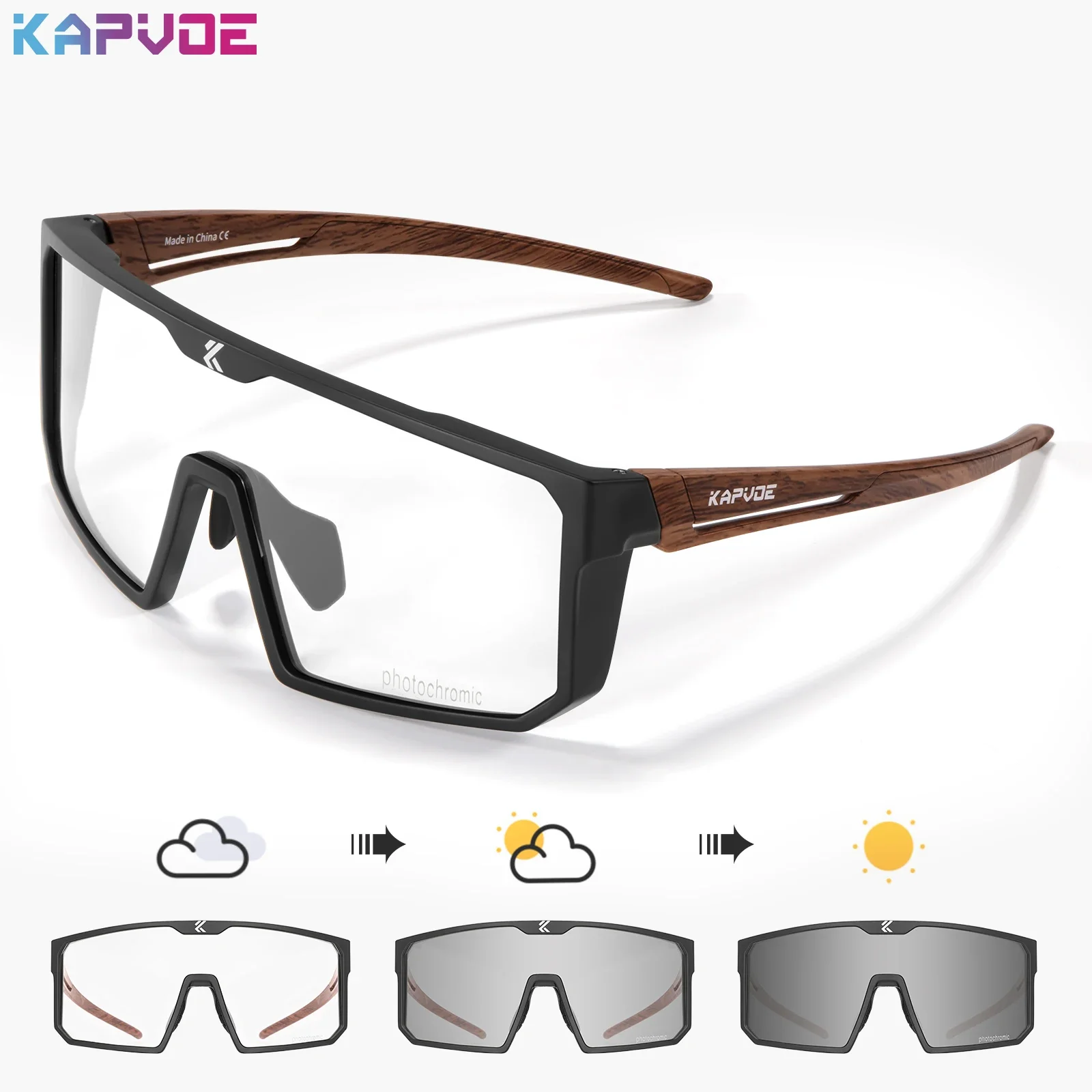Kapvoe Photochrome Sonnenbrille Fahrrad Radfahren Gläser MTB Fahren Fahrrad Brillen Frauen Männer Outdoor Sport Wandern UV400 Brille