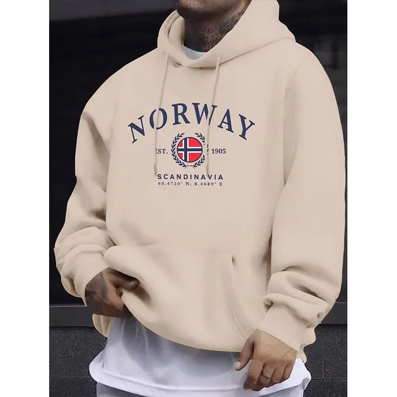 Norway Scandinavia Flag Creative Prints Pullovers Unisex Thicken All-Match Hoodie Street Autumn Sweatshirt Loose Casual Clothes