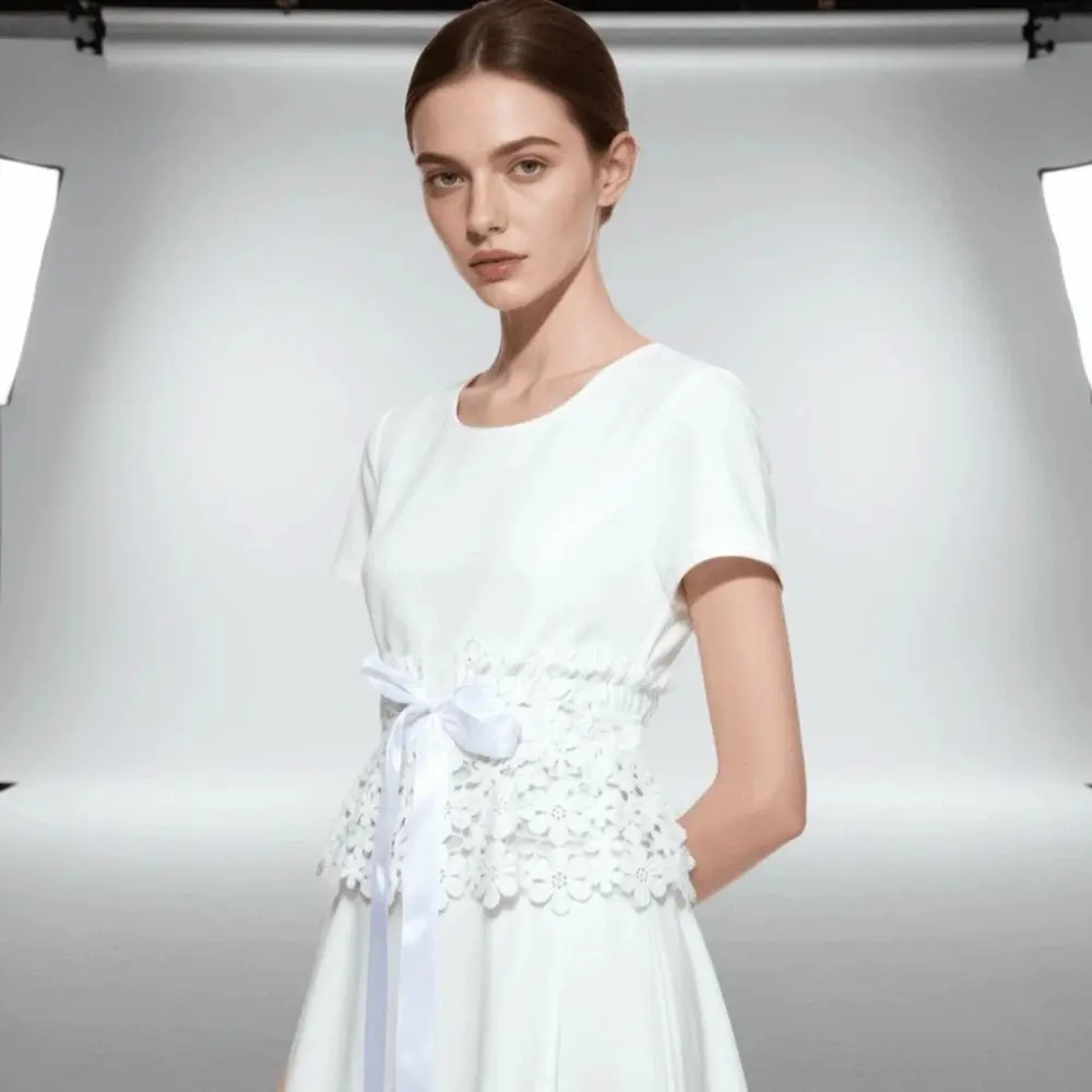 

Fashion Solid Color Lace Cummerbunds Hollow Tie Rope Corset Belt Elastic Waistband Wide Waist Corset Outfits