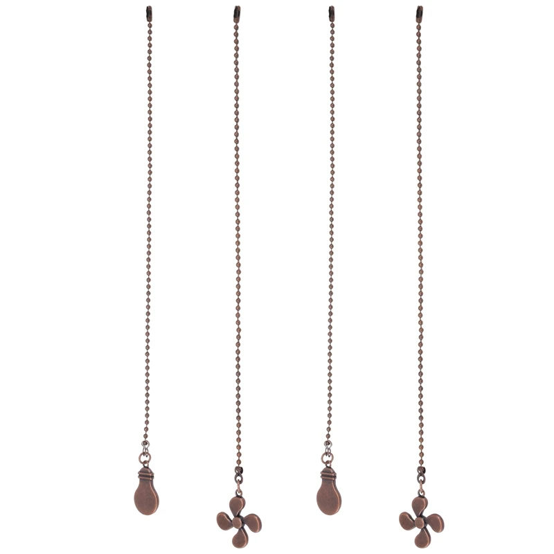 FULL-4Pcs Ceiling Fan Pull Chain Set,Bulb And Fan Pattern Pull Chain Extension Fan Pull Chain Pendant 12 Inch