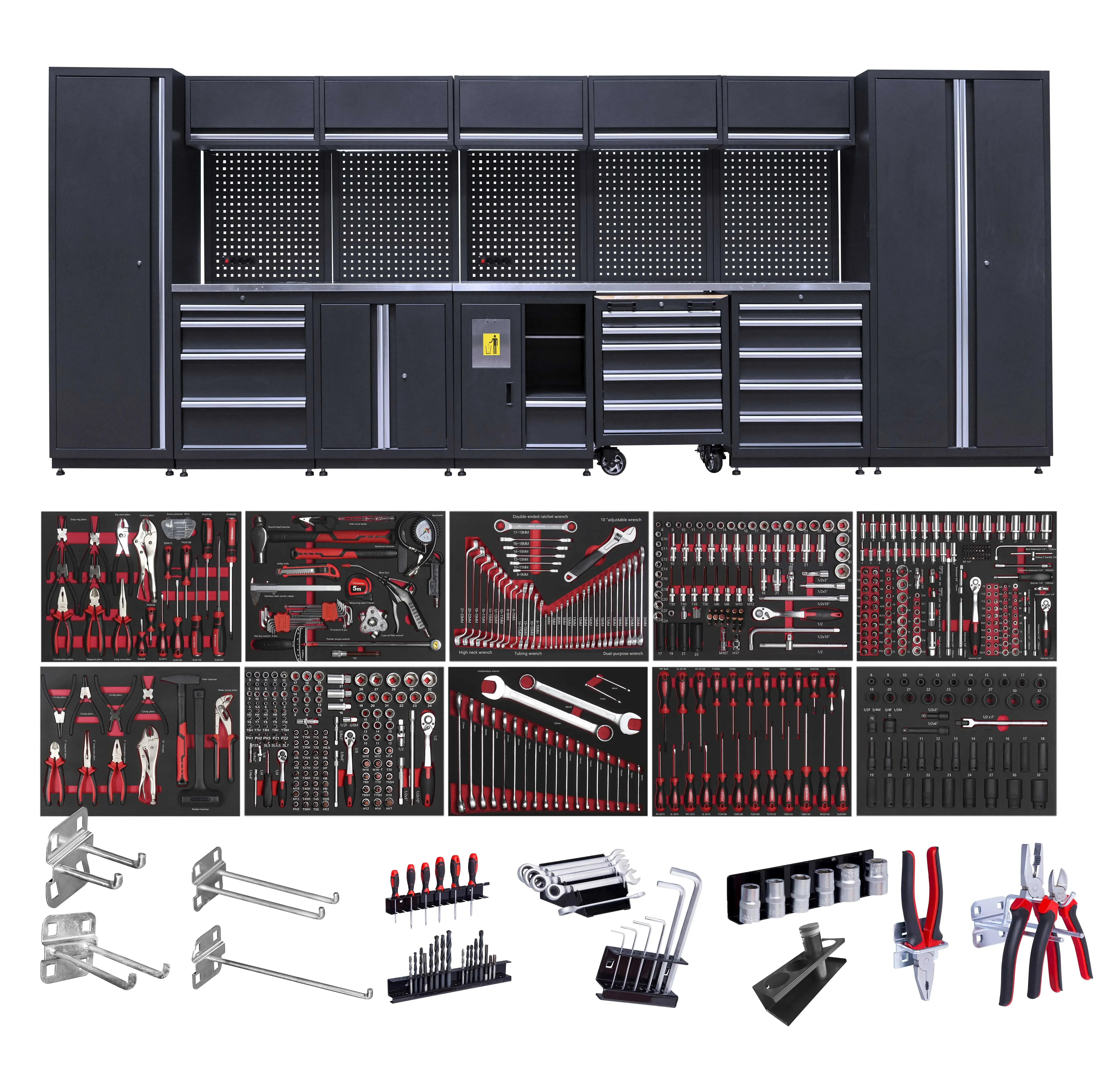 for Goldenline Modular Storage System Combo-Stainless Steel Worktop/ Workshop Steel Tool Cabinets with Tools