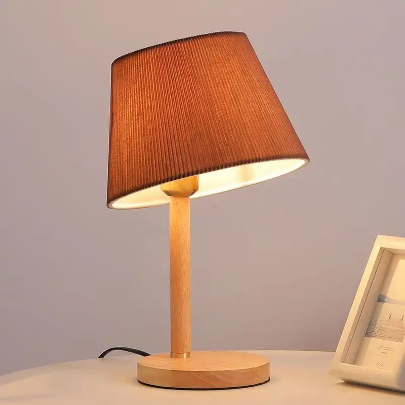 

Wooden table lamp bedside table lamp warm bedside lamp, adjustable lampshade desktop lamp, mother feeding night light