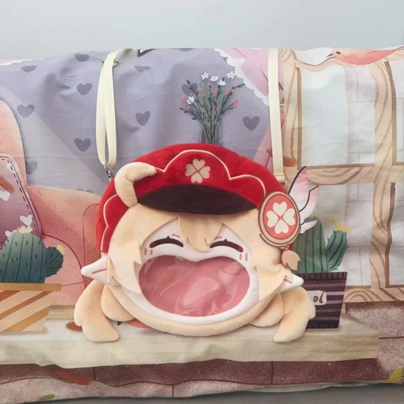 Tas Plush Cosplay Anime Genshin Impact Klee Big Mouth Transparan Itabag Ransel Resleting Tas Selempang Hadiah Ulang Tahun