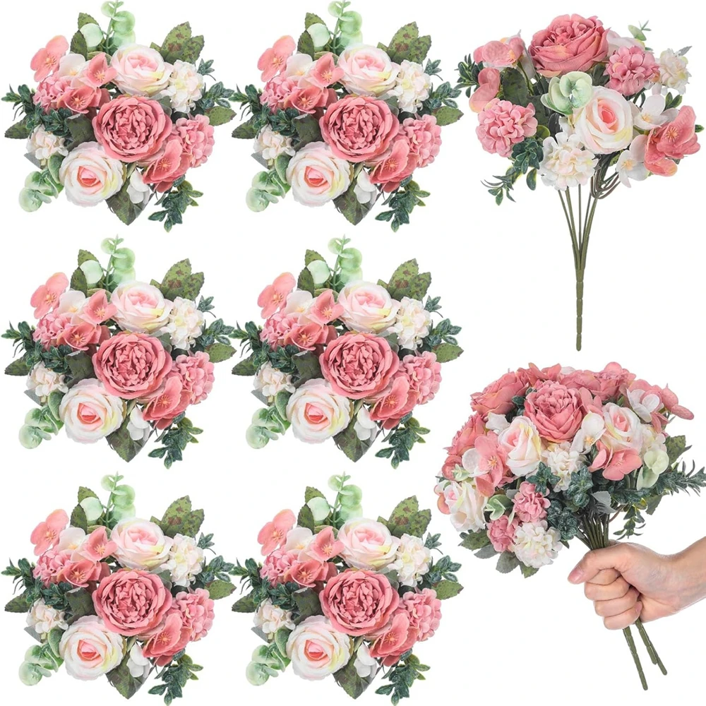 

10Pcs Artificial Flower Silk Peony Rose Hydrangea Wedding Garden Yard Arch Home Vase Festival Wreath Decorati Floral Arrangement