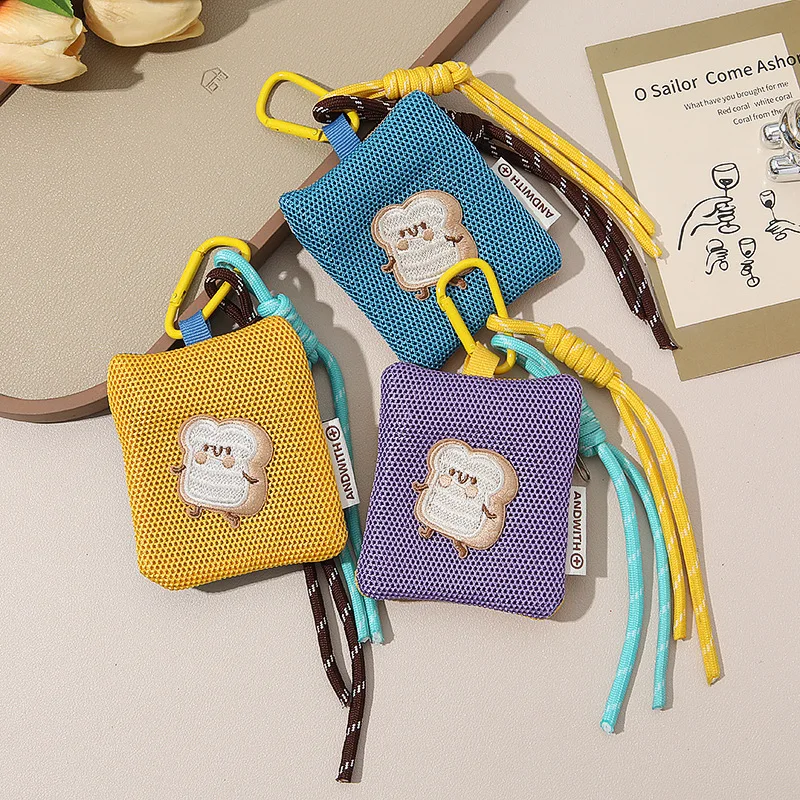 

Unisex Bag Pendants Cartoon Toast Print Cute Kawaii Versatile Bag Charms Lightweight Multifunctional Mini Storage Bags Keychains
