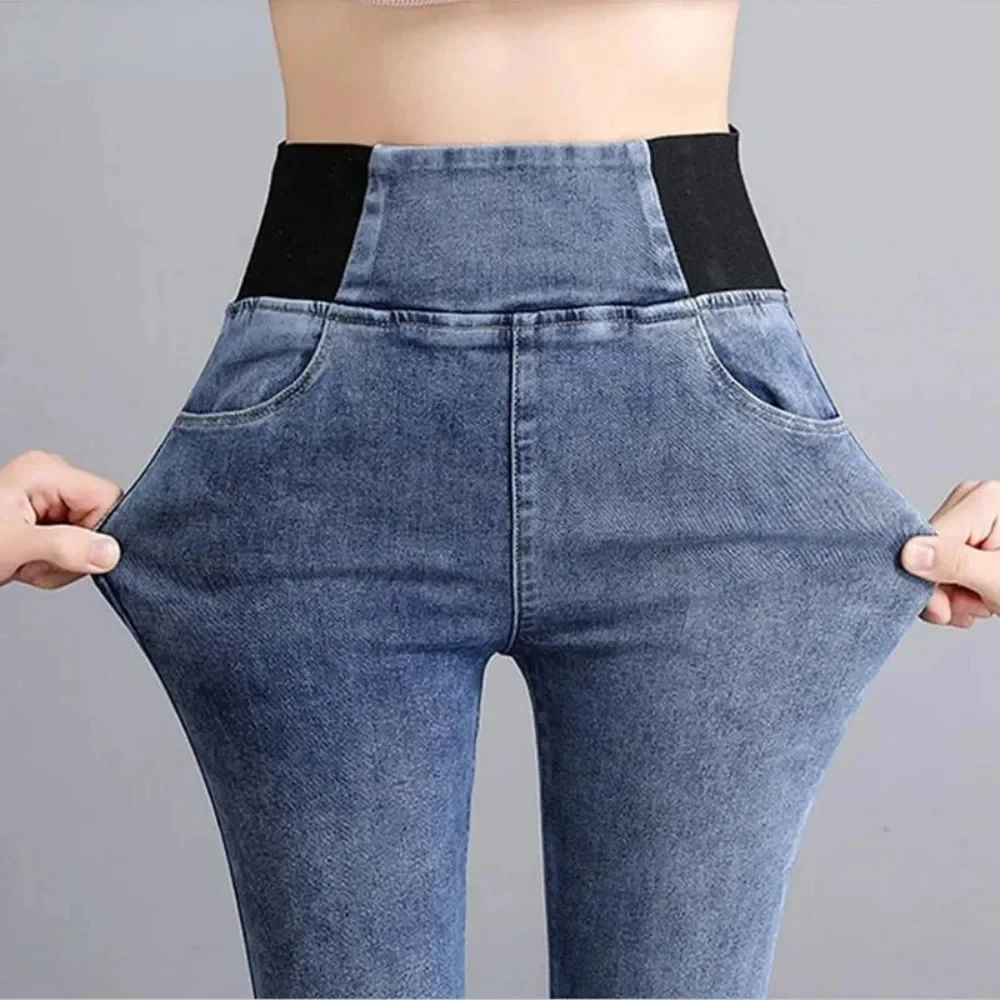 DAILOU Over Size 34 Elastic Waist Skinny Jeans Women Winter Slim Stretch Denim Pants Vintage Pencil Vaqueros Mom Pantalones