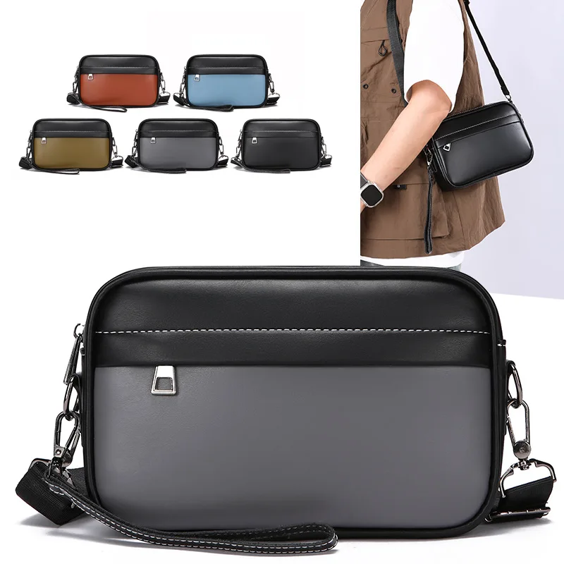 

Casual men's shoulder bag, crossbody bag, fashionable retro solid color handbag, multifunctional travel daily