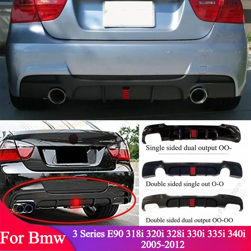 Car Rear Bumper Spoiler Lip For Bmw 3 Series E90 318i 320i 328i 330i 335i 340i 2005-2012 Diffuser with Brake Light accessories