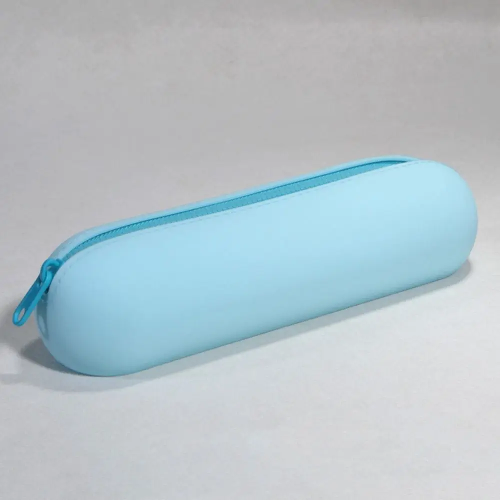 Large capacity Straight Hair Comb Storage Bag Zipper Lightweight Silicone Pen Bag Waterproof Soft Stationery Organizer