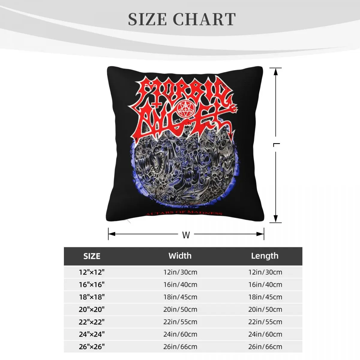 كيس وسادة مخصص من Morbid Angel Death Metal Band Slim Fit للرجال باللون الأسود والأبيض مقاس S 4Xl