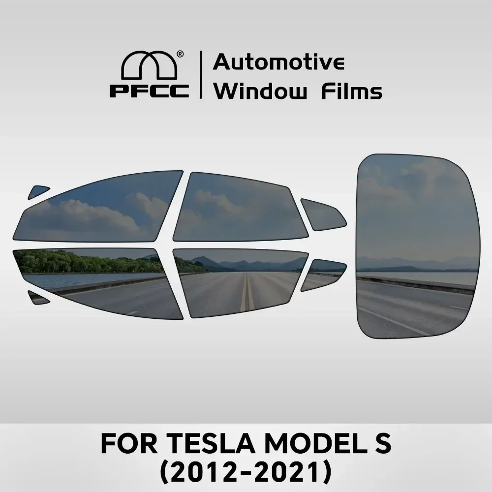 

PFCC предварительно отрезанная Тонировочная пленка для окон автомобиля Tesla Model S 2012-2021, автомобильная наклейка, фольга, керамические солнечные УФ-защитные зеркальные пленки